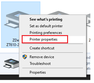 Print Windows Test Label and Printer Configuration Label Using