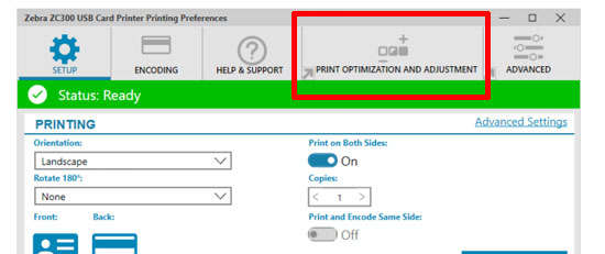 Adjusting ZC Series Card Printers to Print Image on Full Card